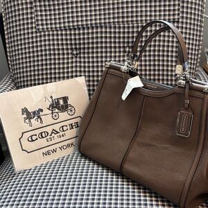 Coach Madison Pinnacle Caroline  Dark Brown Leather satchel